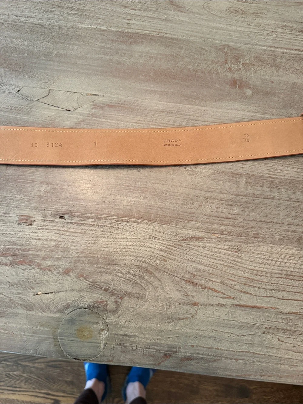Prada Orange Leather Belt with Gold Hardware